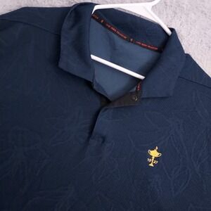 Nike Polo Shirt Mens Extra Large Tiger Woods Floral Dri Fit Adv Blue Performance